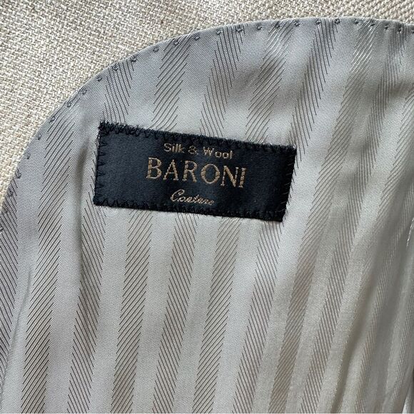 Baroni wool silk blend cream tan suit coat blazer jacket men's 52R Piattelli - Picture 6 of 10